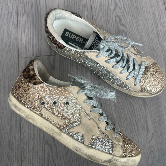 Golden Goose Superstar glitter leather sneakers Size 7 - Picture 2 of 10